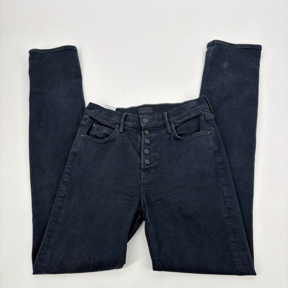 MOTHER 25 The Dazzler Ankle mid-rise straight-leg‎ jeans Button Front Dark Blue - Picture 4 of 14